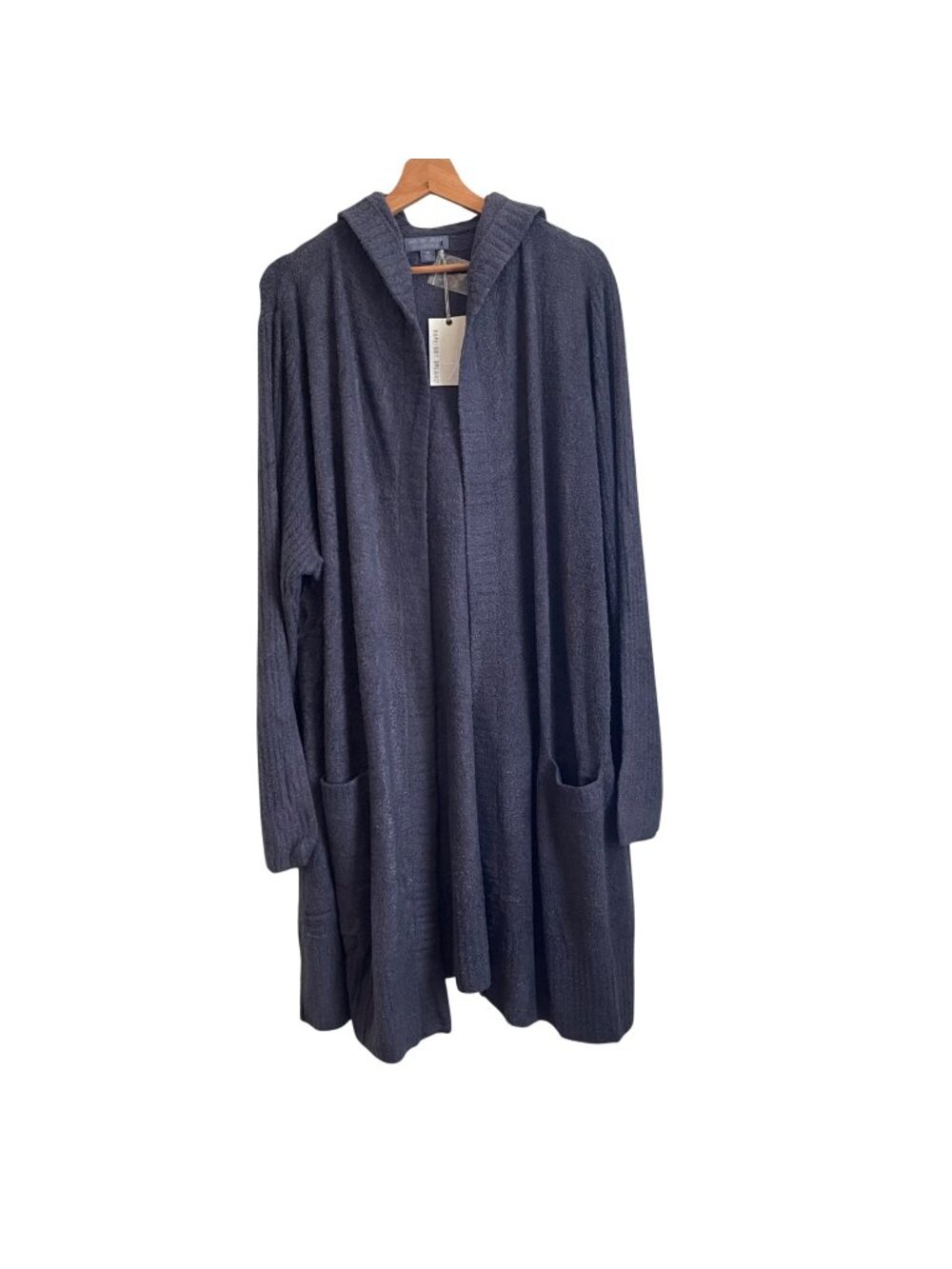 Barefoot Dreams Womens Cozy Chic Lite Relaxed Hooded Cardi Cardigan Size 3X Blue